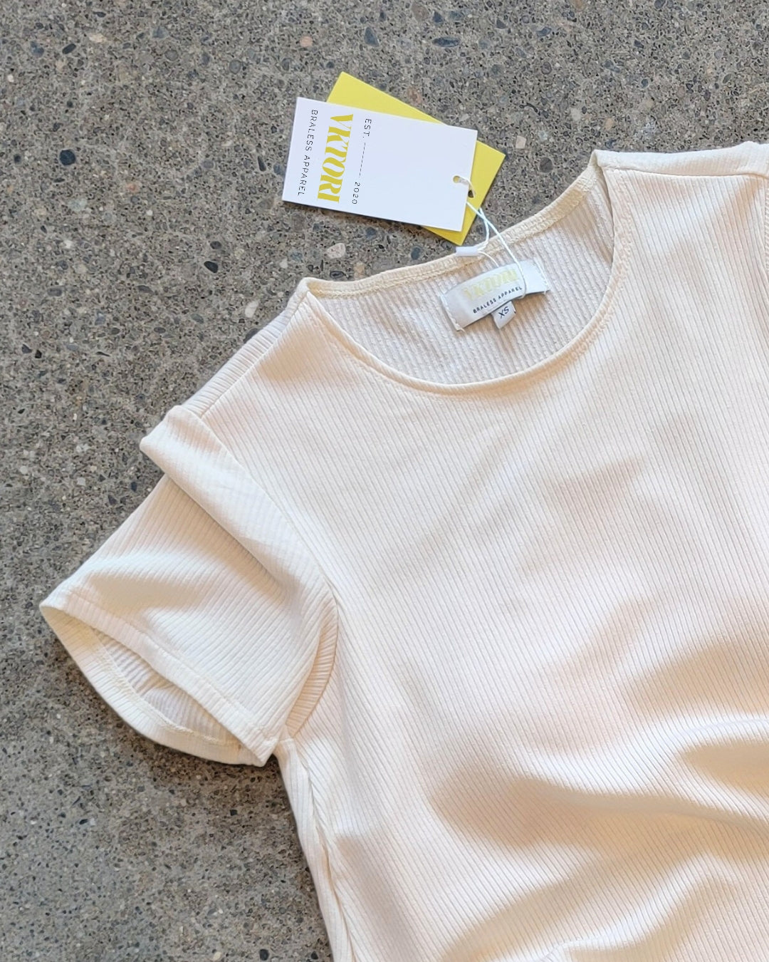 Cream Braless No-Nip Tee